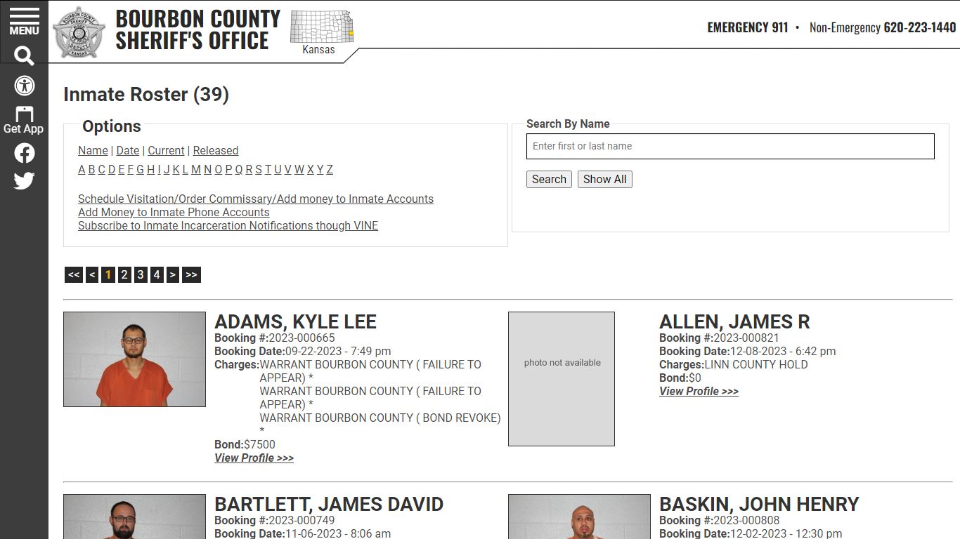 Inmate Roster - Current Inmates - Bourbon County KS Sheriff’s Office